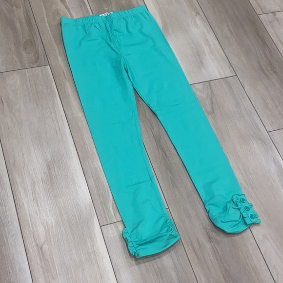 EUC Girls Adorable Essentials Ruffle Leggings Size 12 Solid Green Teen Tween - Picture 5 of 8